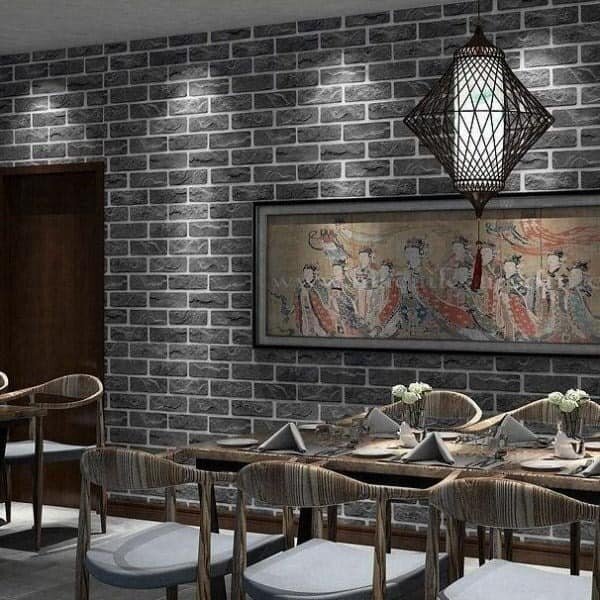 Papier peint autocollant 3D brique noire