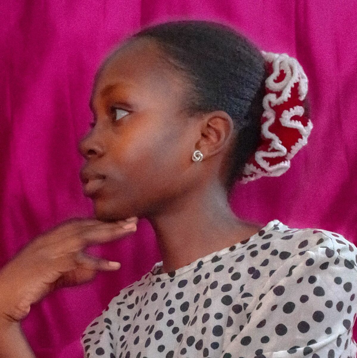 Chouchou cheveux laine rouge