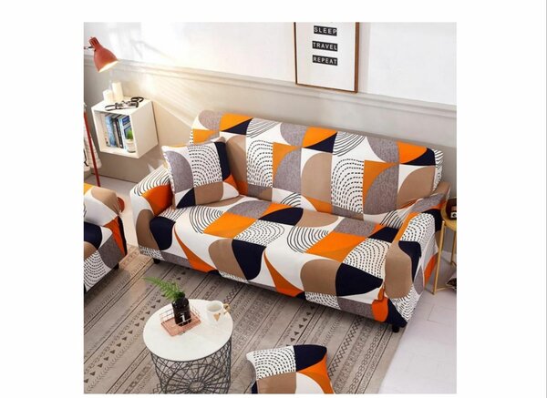 Housse de canapé extensible géométrique