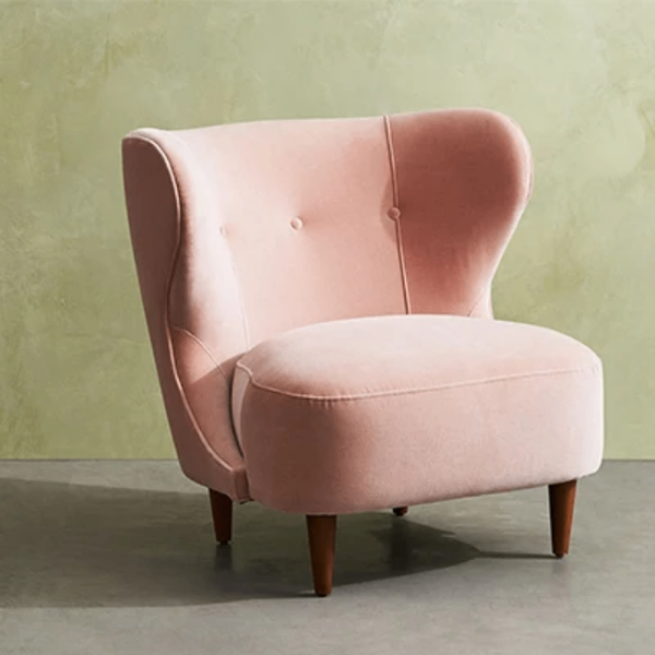 Fauteuil Confort Velours Rose