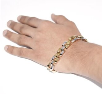 Men's & Boys Chain Bracelet Stainless Steel Goldan silver