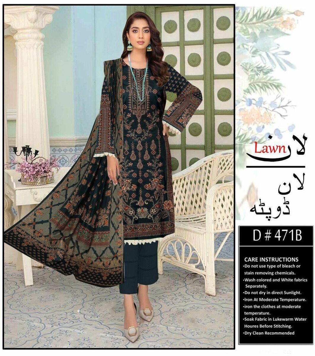 Printed lawn suit
