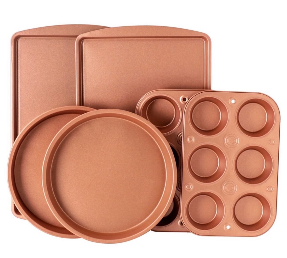 6 piece copper nonstick baking pan banking tray set