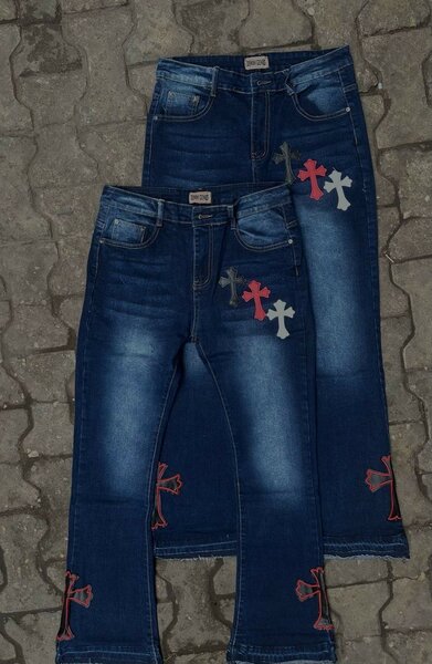 Jeans duo croix en denim