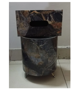 PVC Sheet Tiles Color Wooden Round Dust Bin Set