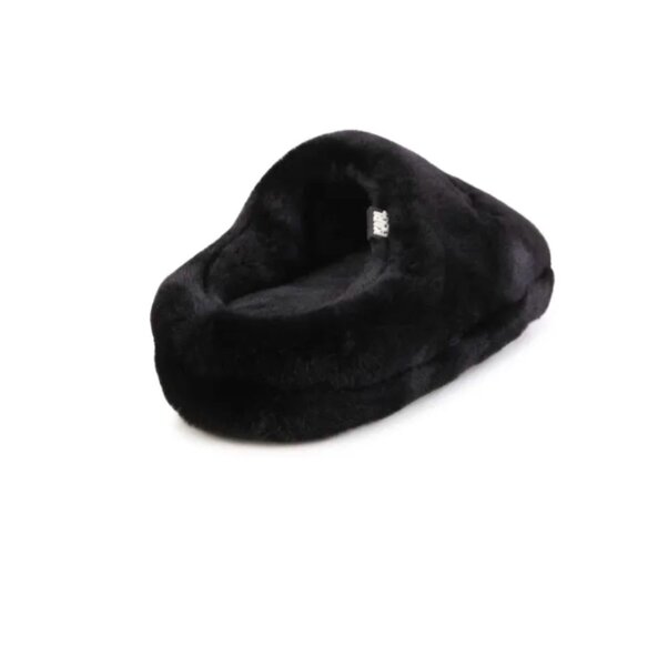 logo-embroidered faux-fur slippers