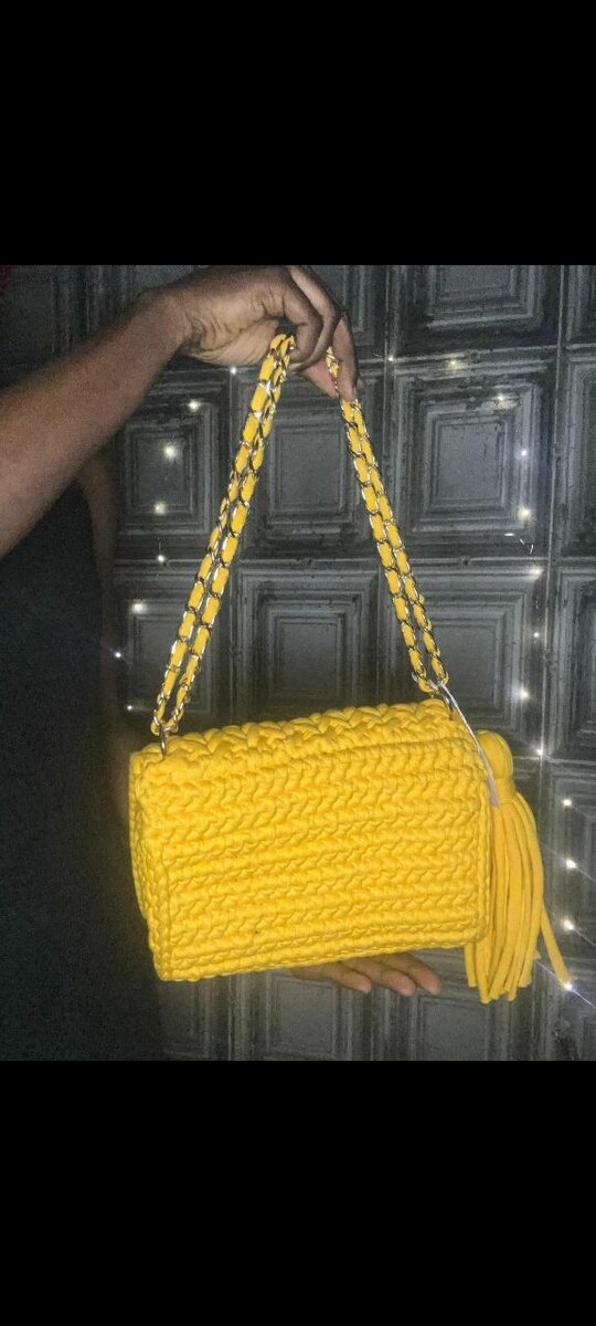 Sac bandoulière crochet jaune