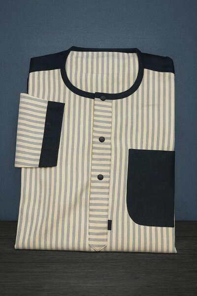 Tunique homme en lin col rond