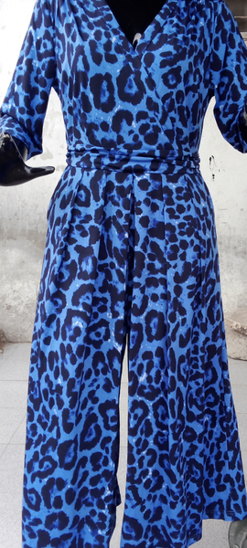 Combi longue léopard bleue
