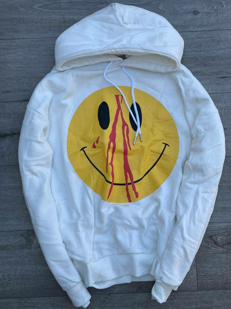 Sweat à capuche blanc graphique