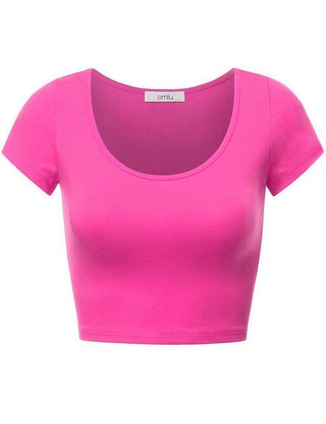 T-shirt court femme rose vif