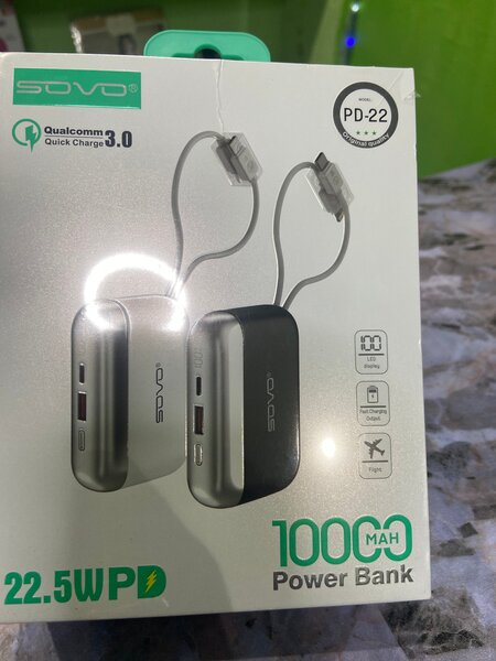 SOVO Power Bank 10000mAh Charge Rapide 22.5W PD