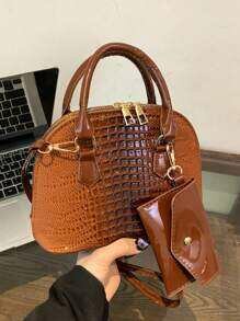 Sac à main en cuir style croco