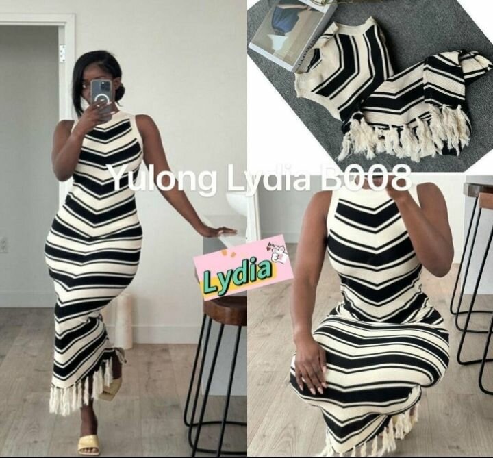 Robe rayée élégante femme