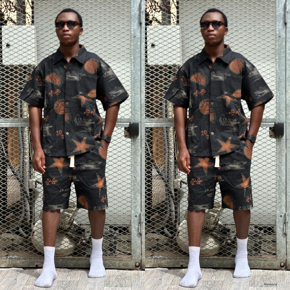 Ensemble chic en lin imprimé