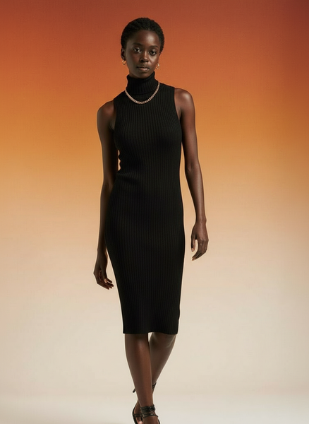 Robe noire sans manches élégante