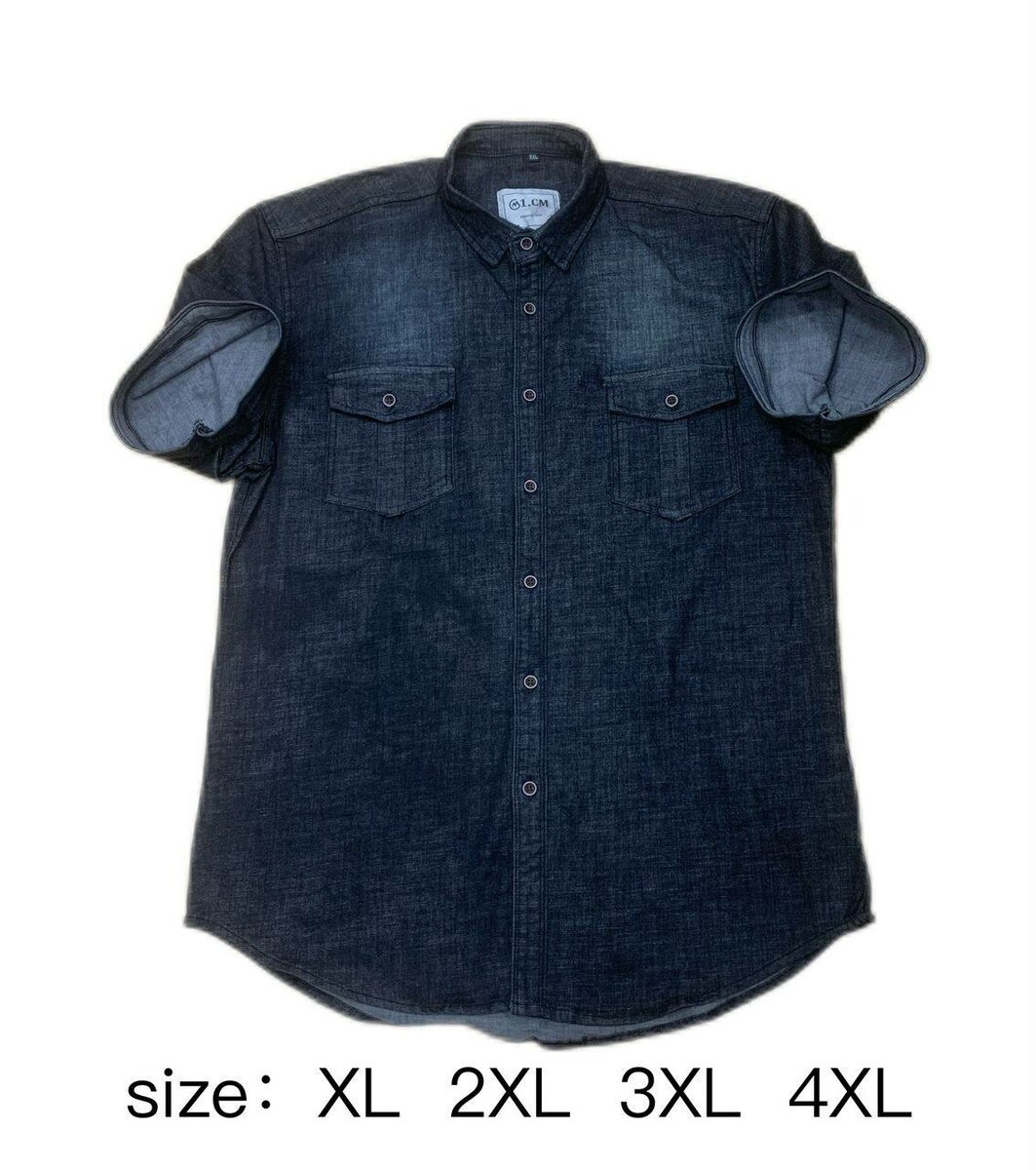 Chemise en denim noir pour homme - Tailles XL à 4XL