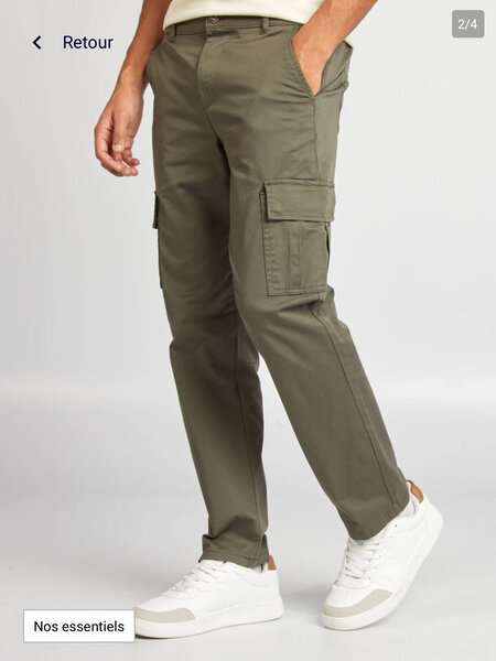 Pantalon cargo kaki homme