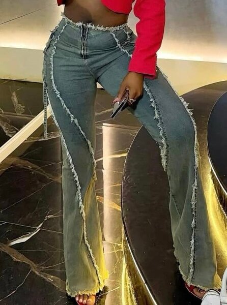 Jean flare à franges mode