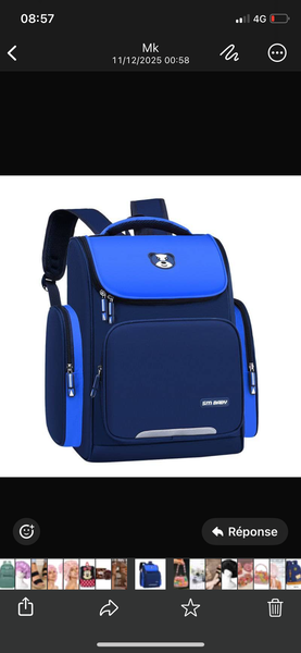 Sac à dos scolaire bleu