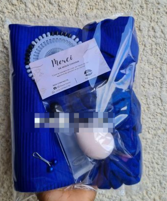 ensemble avec voile tricoté bleu