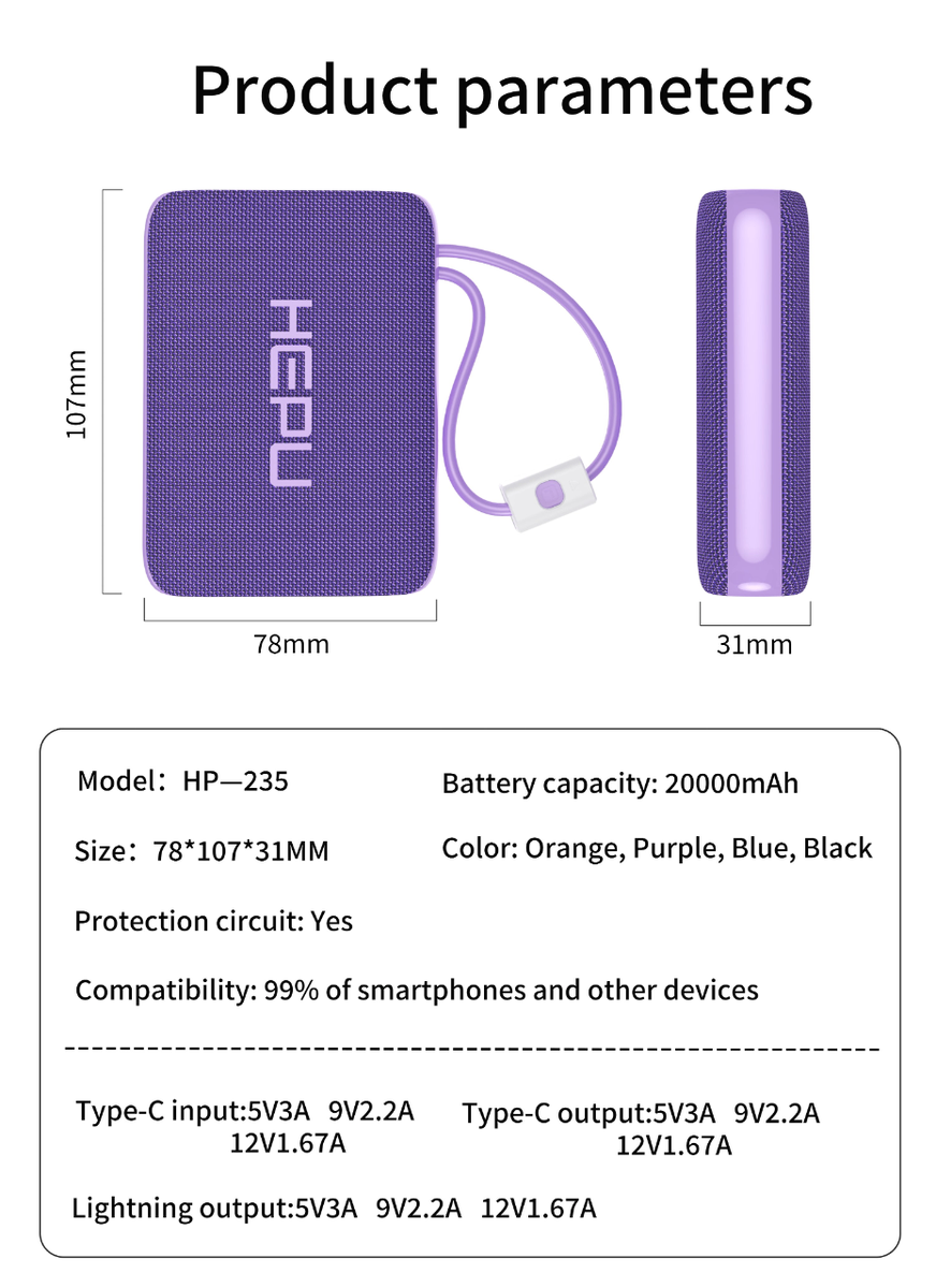 Batterie externe HEPU 20000mAh