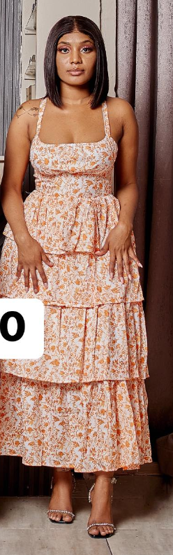 Long summer sundress with floral print