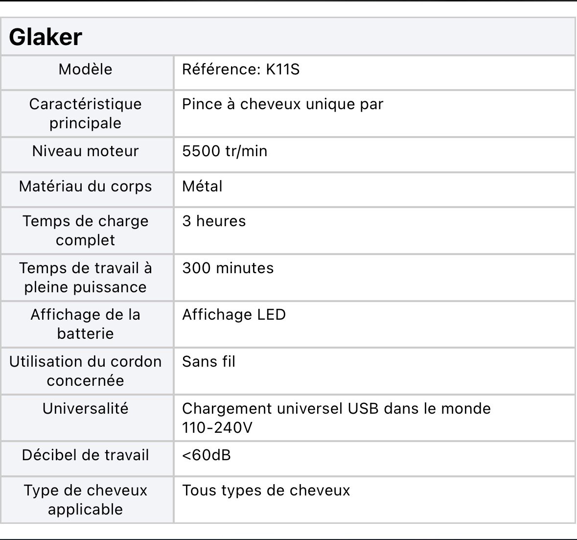 Tondeuse à cheveux Glaker