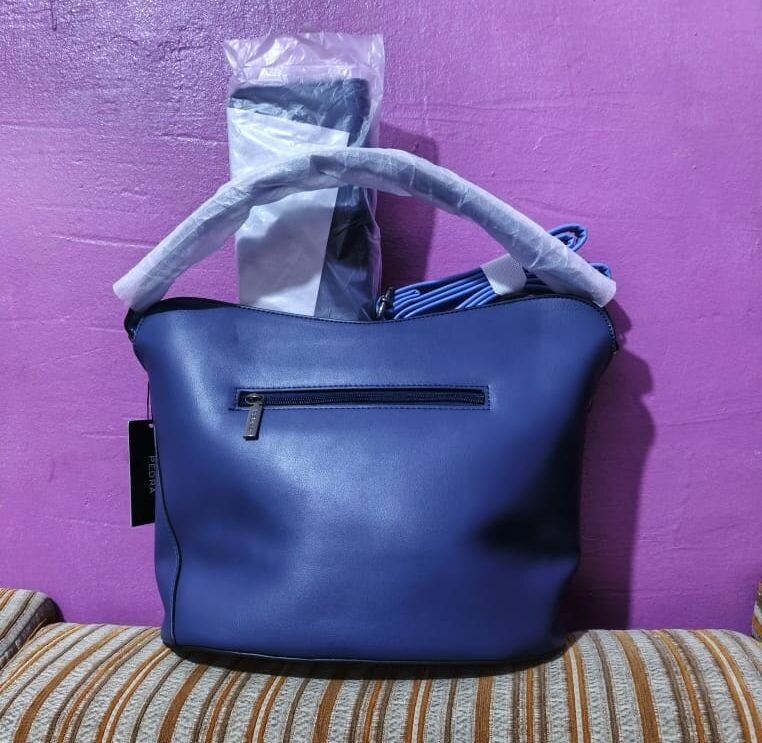 Sac à main en cuir bleu marine pour femme