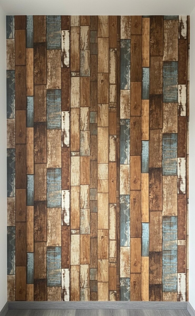 Papier peint effet bois rustique