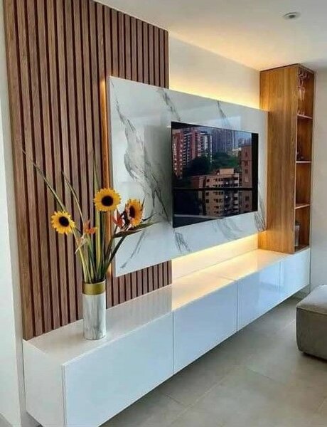 Meuble TV mural moderne blanc