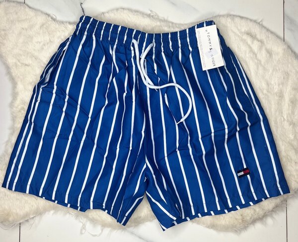 Short de bain rayé bleu homme