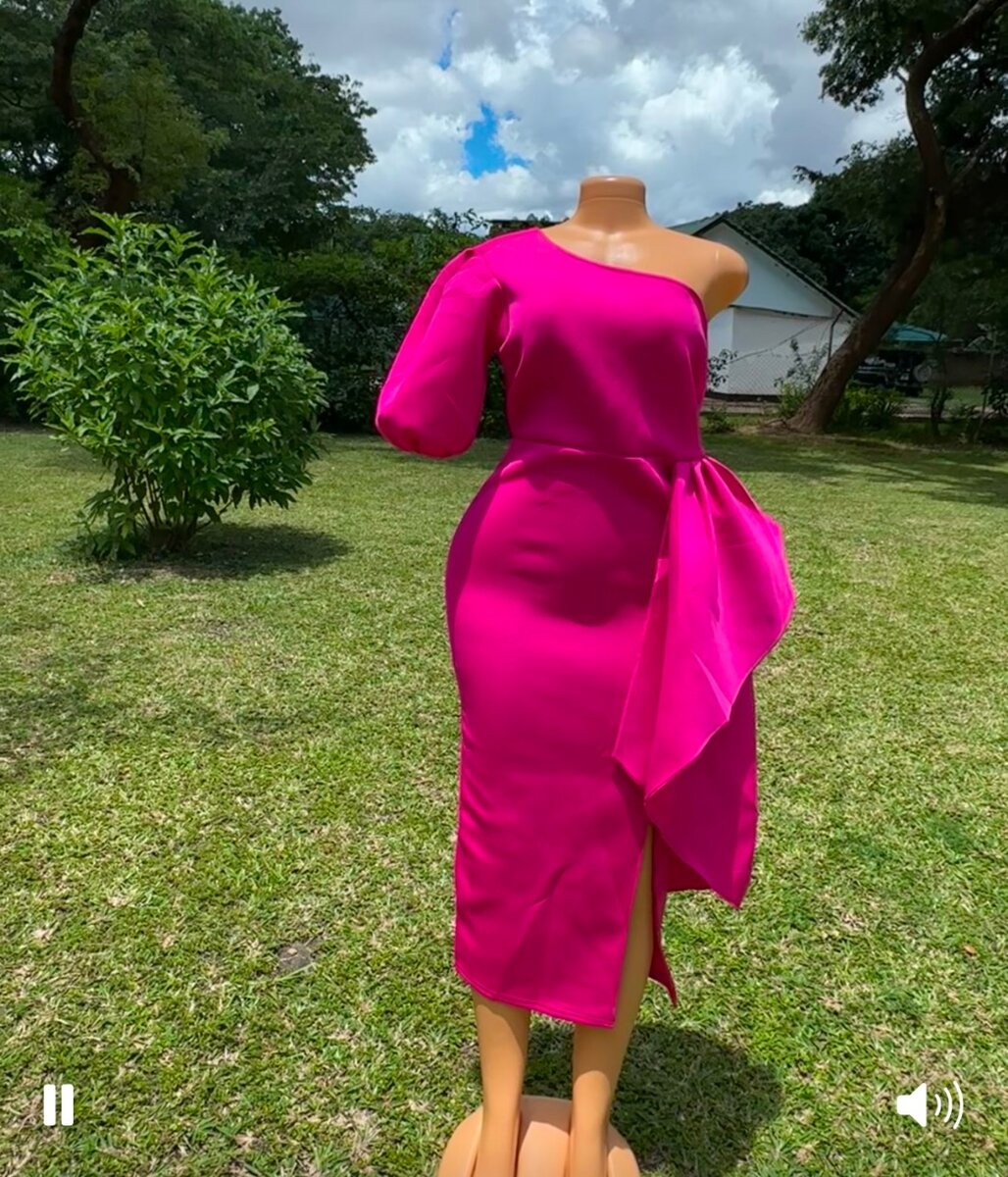 Hot pink evening dress