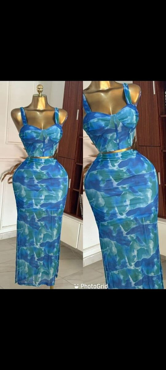 Robe longue bleu élégante