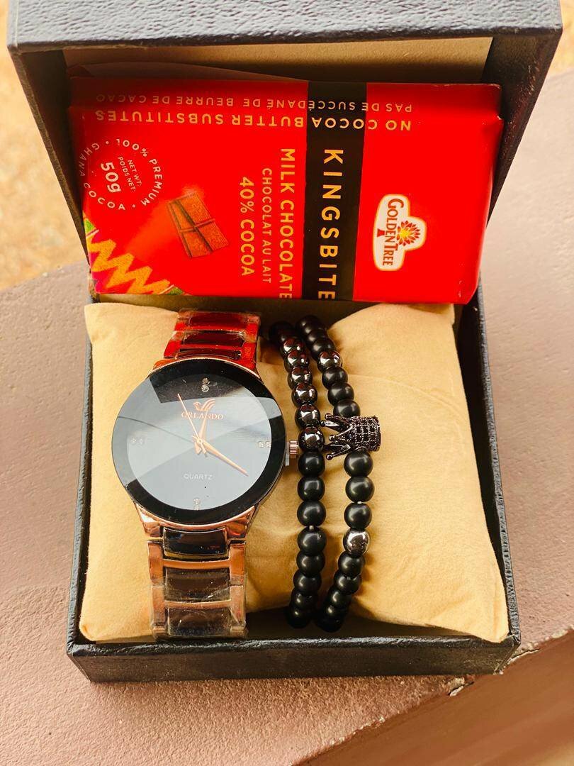 Quality Wrist Watch and Bracelet+ Chocolate
