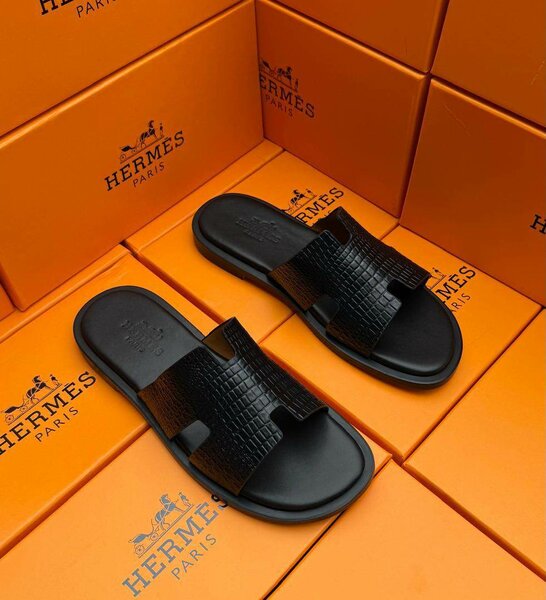 Sandales en cuir noir pour hommes