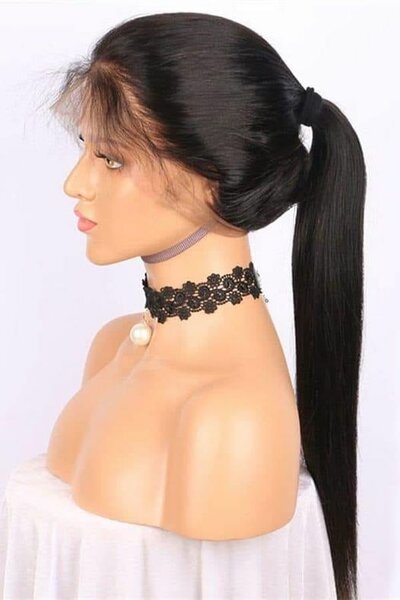 perruque cheveux artificiels droite longue en queue de cheval