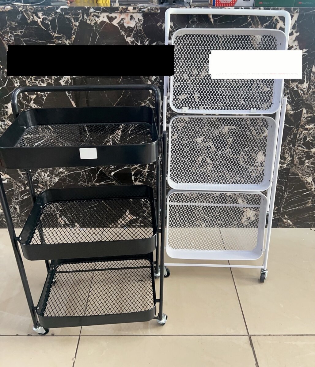 Folding trolley shelves