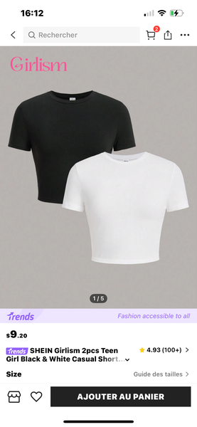T-shirts fille noir et blanc