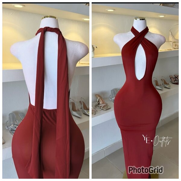 Robe bandage rouge échancrée