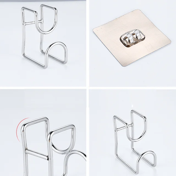 Crochet mural adhésif inox 10p