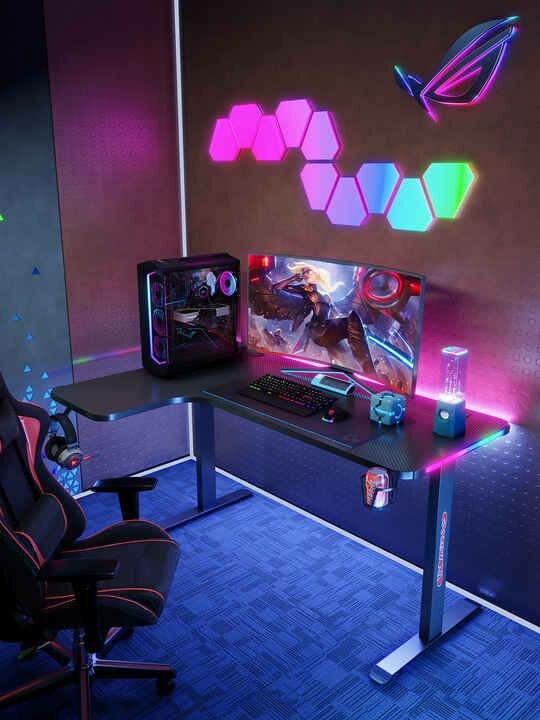 Luxury RGB L shape gamers and office desk