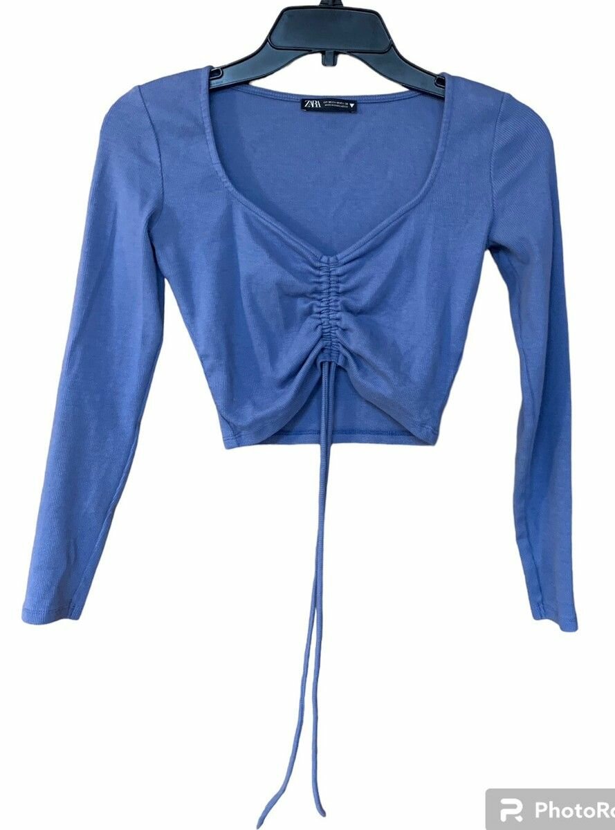 Top bleu à manches longues