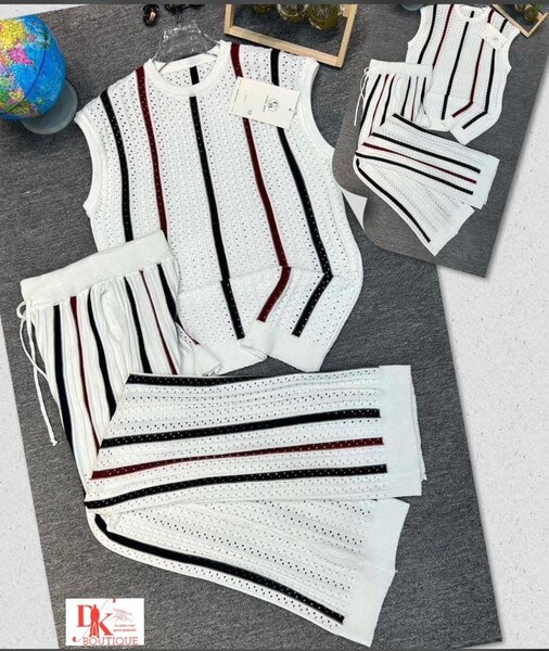 Ensemble tricoté rayé homme