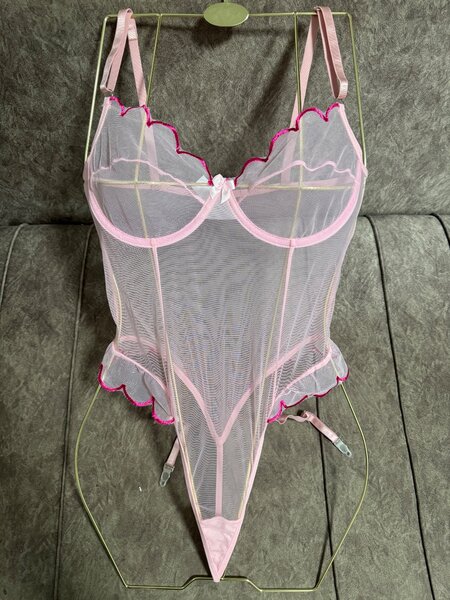 Pink Sheer Lingerie Bodysuit