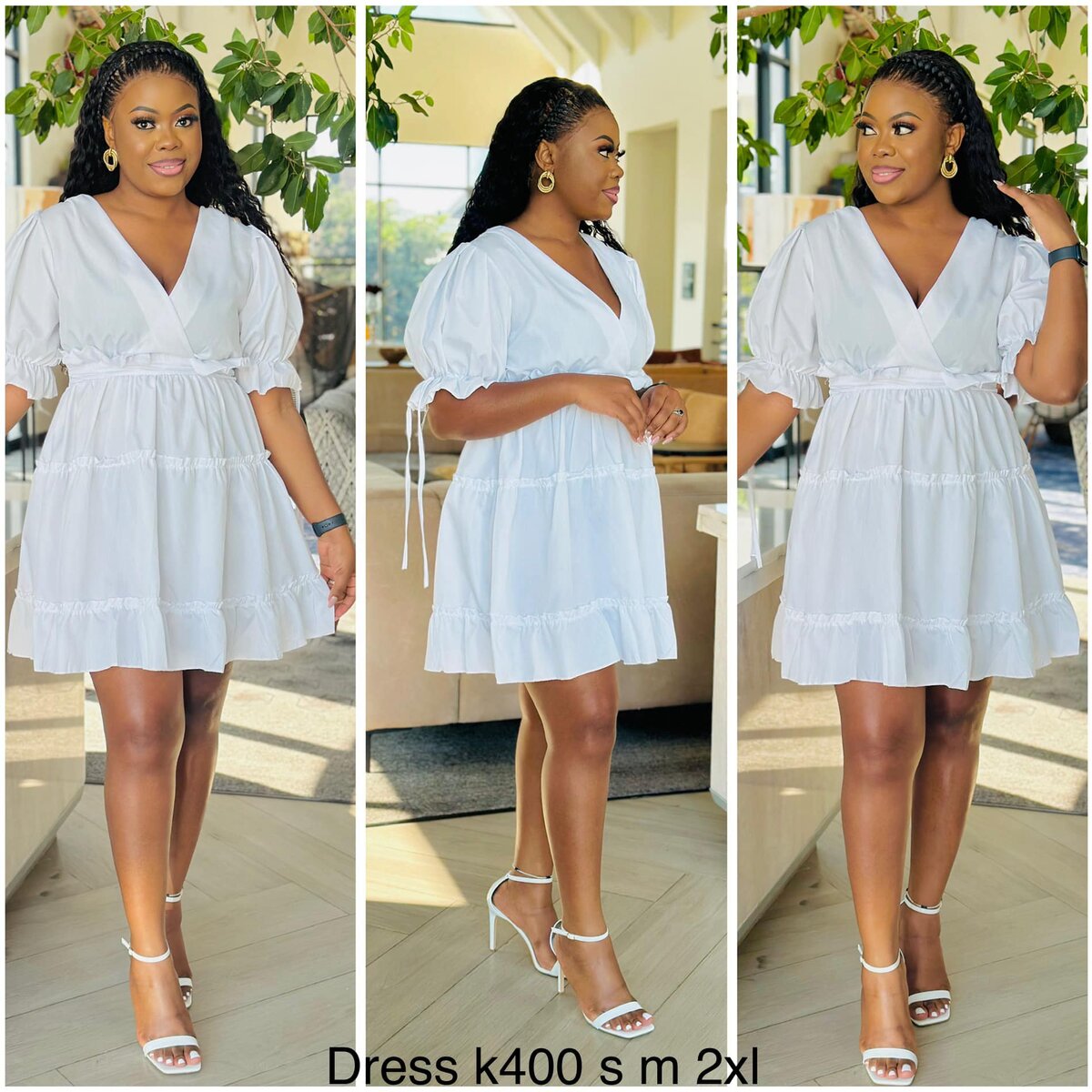White dress, loose fit, size S-M, 2XL