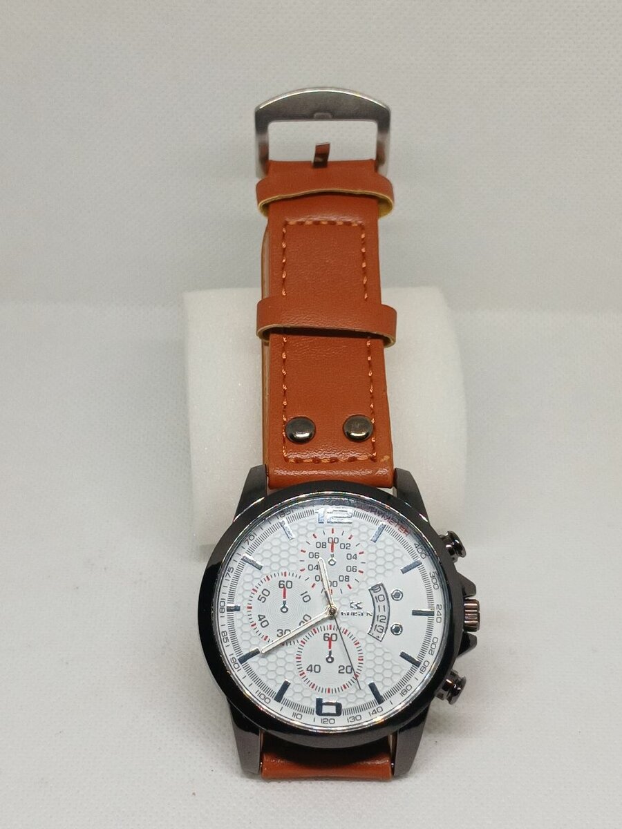 Brown leather strap watch