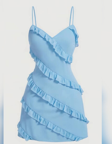 Robe bleue à volants élégante