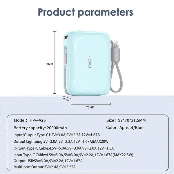 Chargeur rapide 22.5W 20000mAh