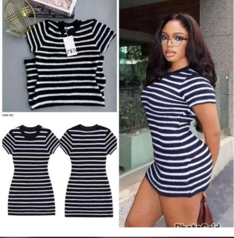 Robe en tricot rayée pour femme